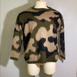 Camo fuzzy sweater